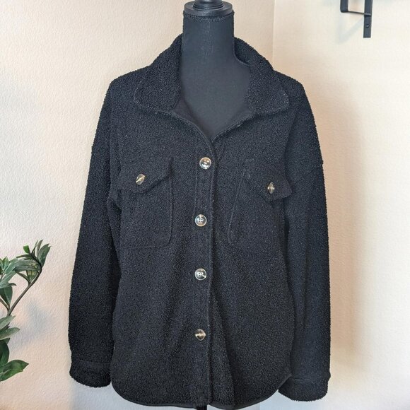 Misng Women's Faux Shearling Shaggy Oversized Shacket Jacket Long Sleeve Fuzzy - Picture 1 of 6